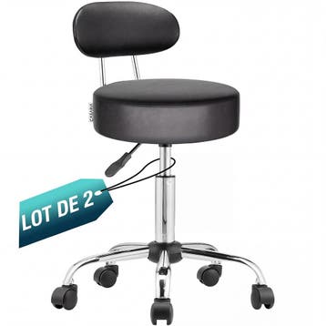 Rolkruk Zwart Set van 2 360° draaibaar met rugleuning, Verzenden, Nieuw in verpakking
