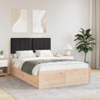 vidaXL Bedframe met Gevoerd Hoofdgedeelte Zwart 120 x 190 cm, Huis en Inrichting, Slaapkamer | Bedden, Verzenden, Nieuw, Zwart