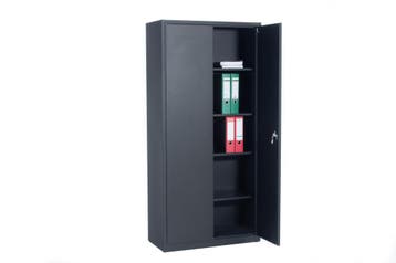 Kantoorkast klapdeurkast hoog 4 legborden zwart 92x42x192, Ophalen of Verzenden, Nieuw