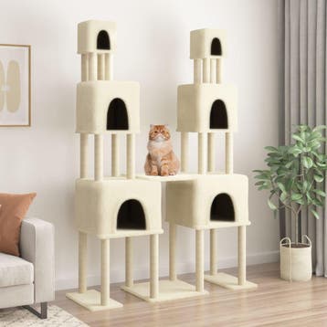 vidaXL Kattenmeubel met sisal krabpalen 199 cm crèmekleurig, Verzenden, Nieuw