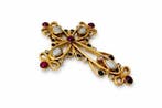 Kruishanger - 14 karaat Geel goud - 0.20ct. tw. Opaal -