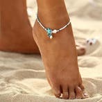 Armband/enkelbandje met schelp en blauwe zeester 21-26cm..., Ophalen of Verzenden, Nieuw, Overige typen