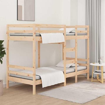 vidaXL Stapelbedframe zonder matras massief grenenhout, 90 cm, Eenpersoons, Bruin, Verzenden