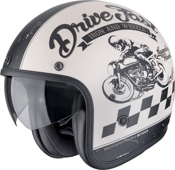 Scorpion Belfast Evo Drive Fast Zwart Beige Jethelm, Jethelm, Nieuw met kaartje, Overige merken, Heren