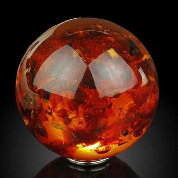 Baltisch amber bol — Prachtige gouden gloed! Handgemaakt Bol