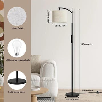 Moderne LED Vloerlamp Linnen Kap 3 Lichtkleuren, Verzenden, Nieuw