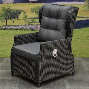 Ibiza premium lounge tuinstoel verstelbaar antraciet, Tuin en Terras, Ophalen of Verzenden, Nieuw, Wicker