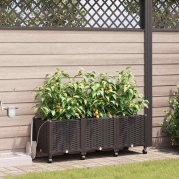 vidaXL Tuin Pot met Irrigatie en Wielen 3 st Bruin 120 x 40, Verzenden, Nieuw, Minder dan 60 cm