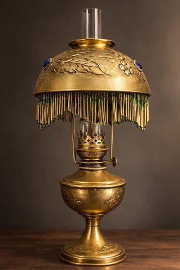 Tafellamp - Glas, Messing - Parijse lamp 50 cm