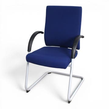 Dauphin vergaderstoel, slede, blauw-alu, Huis en Inrichting, Stoelen, Ophalen of Verzenden, Gebruikt, Blauw