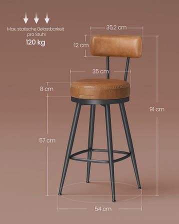 Set van 2 Draaibare Barkrukken met Rugleuning – Keuken & Bar, Huis en Inrichting, Verzenden, Nieuw