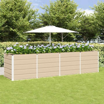 vidaXL Plantenbak Ivoor 320 x 80 x 75 cm Staal, Tuin en Terras, Bloembakken en Plantenbakken, Verzenden, Nieuw, Metaal, 60 tot 100 cm