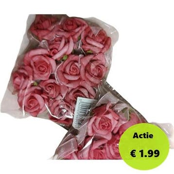 Mini Foam Roos Pink Roze Zelfklevend 2 cm Pak, Ophalen of Verzenden, Nieuw