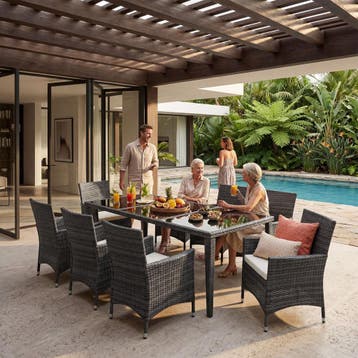 Aluminium wicker zitgroep Menorca 8+1 met beschermhoes, Tuin en Terras, Verzenden, Nieuw