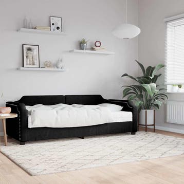 vidaXL Slaapbank met matras 80x200 cm stof zwart, Eenpersoons, Verzenden, Zwart, Nieuw
