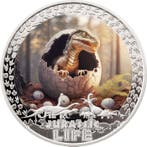 Liberia. 10 Dollars 2025 Jurassic Life Egg Hatching 1 oz
