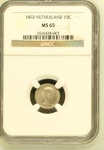 Koningin Wilhelmina 10 cent 1892 MS65 NGC gecertificeerd, Verzenden, Zilver, 10 cent, Koningin Wilhelmina