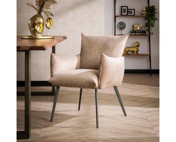 Eetkamerfauteuil lobby Velvet  - Champagne | Meubelplaats, Huis en Inrichting, Stoelen, Ophalen of Verzenden, Nieuw