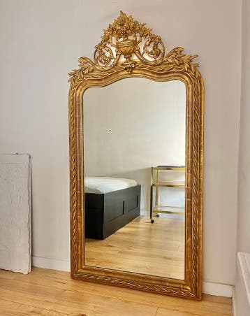 Antieke bladgouden spiegel 160x83cm, Ophalen of Verzenden