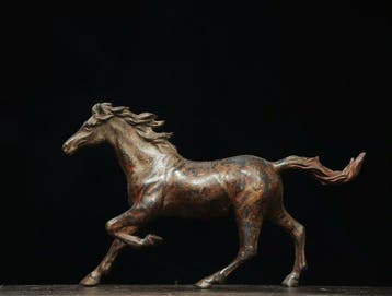 Beeld, Lopend paard 22 cm - 13 cm - Brons