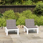 vidaXL Loungestoelen 2 st met kussens kunststof wit, Tuin en Terras, Tuinstoelen, Verzenden, Nieuw, Kunststof