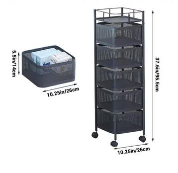 5-Laags Roterend Opbergrek met Wielen – Keuken Trolley, Verzenden, Nieuw