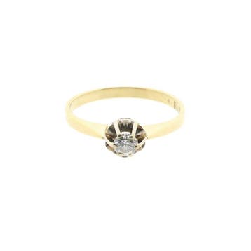 Desiree gouden solitair ring met diamant; 0,14 ct., Gebruikt, Ophalen of Verzenden, Kleiner dan 17, Met edelsteen