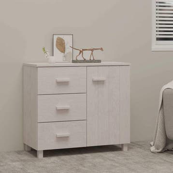 vidaXL Dressoir HAMAR 90x40x80 cm massief grenenhout wit, Verzenden, Nieuw, Grenenhout, Minder dan 50 cm