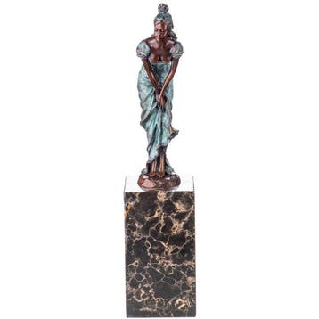 Figuur - Grün Patinierte Bronzefigur Frau mit Rock NO