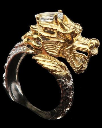 Aquamarijn - Zilver, Hemelse Draak Ring – Ring van Commando