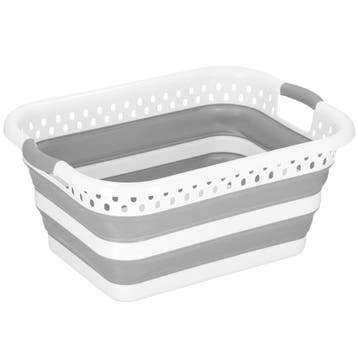 Wasmand | Opvouwbare Wasmand | Rechthoek | 24L | Grijs/Wit, Ophalen of Verzenden, Nieuw