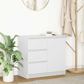 vidaXL Dressoir met lade 71x35x65 cm spaanplaat wit, Verzenden, Nieuw, Overige houtsoorten, Minder dan 50 cm