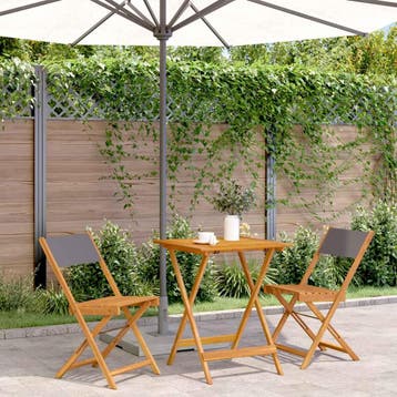 vidaXL 3-delige Bistroset stof en massief hout, Verzenden, Nieuw, Hardhout