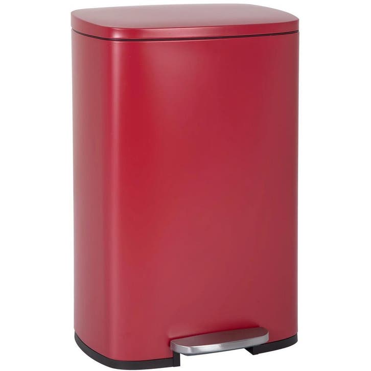 50 Liter Rode Prullenbak - Roestvrij Staal, Huis en Inrichting, Woonaccessoires | Prullenbakken, 50 – 75, 40 liter of meer, Met pedaal