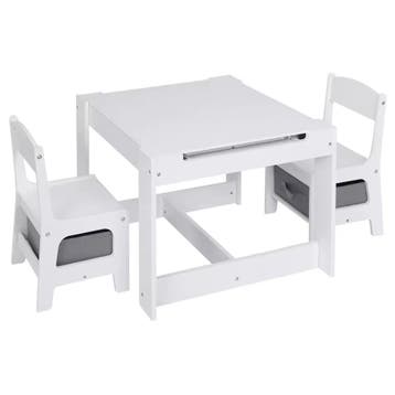 Kinderbureau met 2 Stoelen Wit – 3-in-1 Kindertafel Nieuw, Verzenden, Nieuw, Tafel(s) en Stoel(en)