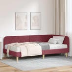 vidaXL Hoekbedframe Wijnrood 100 x 200 cm Stof, Verzenden, Nieuw, Rood, Stof