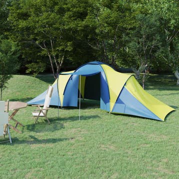 vidaXL Tent 6-persoons blauw en geel, Verzenden, Nieuw, Tot en met 2