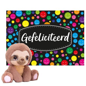Keel Toys cadeaukaart gefeliciteerd - luiaard knuffel - 16, Verzenden, Nieuw