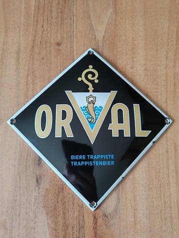 Orval trappistenbier - Emaille bord - Staal, Emaille, Antiek en Kunst
