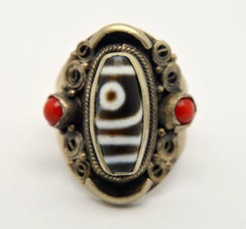 Tibetaanse DZI-kraal - Talisman - Ring
