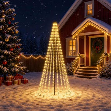 vidaXL LED Kerstboom 235 cm 500 LEDs Warmwit IJzer Zwart, Verzenden, Nieuw