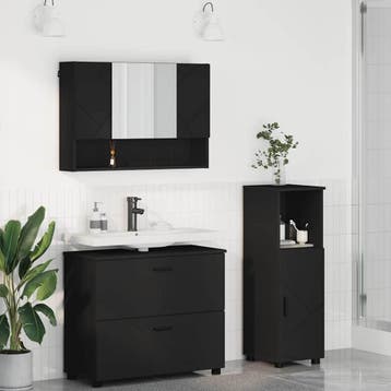 vidaXL Badkamermeubelset 3 st Zwart 76,5 x 35 x 64 cm, Verzenden, Nieuw, Overige typen