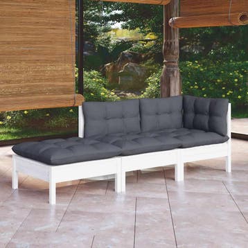 vidaXL 3-delige Loungeset met kussens massief grenenhout, Verzenden, Nieuw, Loungeset