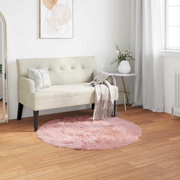 vidaXL Tapijt van imitatie TAFALLA Roze Ø 80 cm Polyester, Verzenden, Nieuw, Roze
