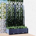 vidaXL Plantenbak met trellis blauwgrijs 80x40x121,5 cm PP, Tuin en Terras, Bloembakken en Plantenbakken, Verzenden, Nieuw, Kunststof