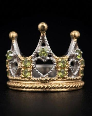 Olivijn - Zilver, De Kroon van de Koningin – Ring met, Antiek en Kunst