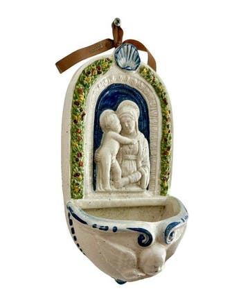 Vintage Wijwatervat - 1960-1970 - Madonna met kind - 24 cm