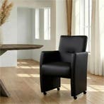 Leren eetkamerstoel Pleasure - Hermes Nero (zwart) - Met, Huis en Inrichting, Stoelen, Ophalen of Verzenden, Nieuw, Leer, Eigentijds, Modern