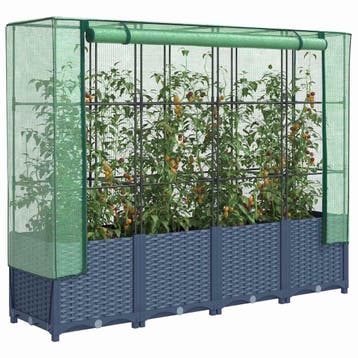 vidaXL Verhoogde plantenbak met kashoes rotanlook 160x40x138, Tuin en Terras, Verzenden, Nieuw, Kunststof