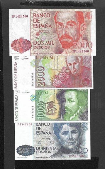 Spanje. - 4 Banknotes - 1979/1992 (Zonder minimumprijs)